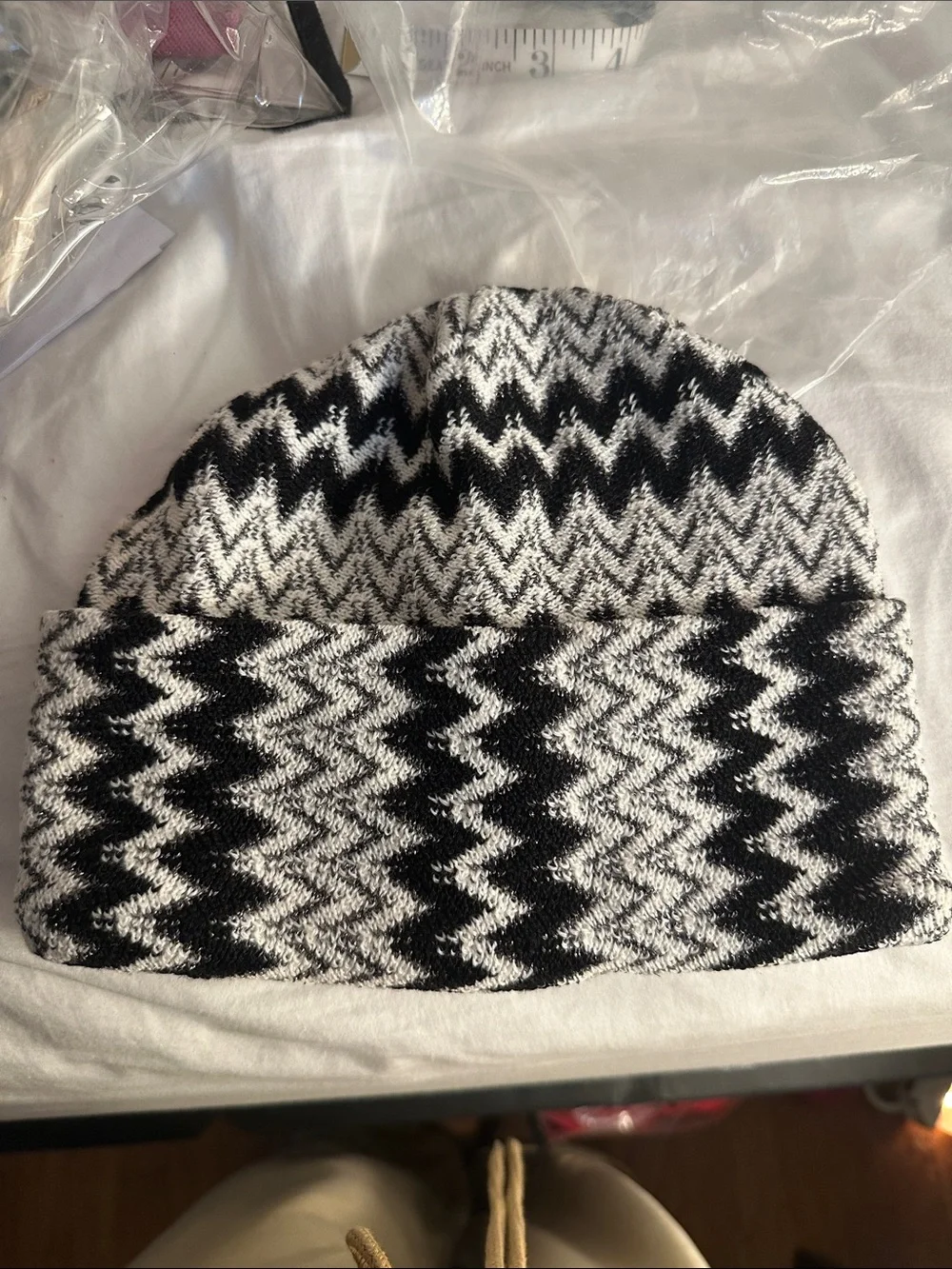 Missoni Black and White Zigzag Knit Beanie